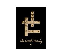 Pekdi Personalized Crossword Family Name Puzzle Wall Decor, Custom Scrabble Family Name Poster/Canvas, Family Puzzle Crossword Poster Wall Art for Christmas Birthday Anniversary