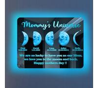 Pekdi Personalized Moon Phase Led Mirror Light Mom’s Universe Mirror Lamp Mother's Day Moms Sky Night Light 12 Color Changing Name Sign Moon Phase Gift for Mom Grandma Birthday Anniversary