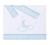 Pekebaby Moon Blue - Triptych Cotton Car Bed Sheets (35 x 75 cm)