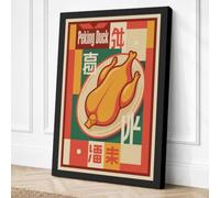 Peking Duck Diner Retro Canvas Wall Art Print 18x12 Inch