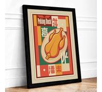 Peking Duck Diner Retro Framed Wall Art Print A4 (29.7×21cm) Black, Wall Decor for Living Room, Bedroom, Office & Home, Ready to Hang, Art Gift