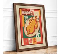 Peking Duck Diner Retro Framed Wall Art Print A4 (29.7×21cm) Walnut, Wall Decor for Living Room, Bedroom, Office & Home, Ready to Hang, Art Gift