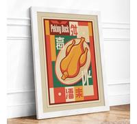 Peking Duck Diner Retro Framed Wall Art Print A4 (29.7×21cm) White, Wall Decor for Living Room, Bedroom, Office & Home, Ready to Hang, Art Gift