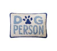 Peking Handicraft Dog Person Poly Filler Hook Pillow, 12-Inch, Blue