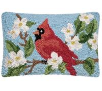 Peking Handicraft Hook Throw Pillow, 8x12 inches, Cardinal