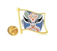 Peking Opera Head Colorful Xiangjianghui Golden Metal Flag Lapel Pin Badge