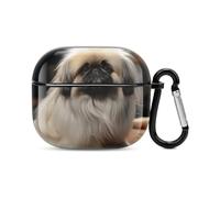 Pekingese Dog Bluetooth Earbuds Case Cover Full Body Shockproof Protection Hard Case Support Wireless Charging with Keychain Personalized Gift for AirPods 3