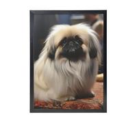 Pekingese Dog Canvas Prints Wall Art Poster Black Framed Photo Arts for Bedroom Wall Decorations Modern Artwork Painting Wall Pictures Ready To Hang Home Decor 12x16 in
