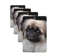 Pekingese Dog Car Air Fresheners Cards Set of 4 Pieces Personalized Car Fresheners Gifts for Men Women Auto Aromatherapy Tablets Hanging Scented Cards for Wardrobe Bathroom