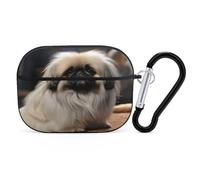 Pekingese Dog Earbuds Organizer Shockproof Protective Airpods Pro Cover with Carabiner Clip Anti Fall Carrying Earphone Case Cover for Airpods Pro 2nd Generation Black
