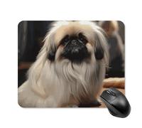 Pekingese Dog Mouse Pad Cute Square Mouse Mat Leather Non-Slip Rubber Base Mousepad Waterproof Computer Mouses Pad for Laptop Wireless Mouses Keyboard Home Office 20 * 25cm