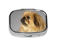 Pekingese Fluffy Dogs Cute Dogs Pets Dogs,Meta Pill Box 2 Compartment Medicine Case,Portable Organizer,Rectangle Meta Portable Organizer Pill Box 581 Compartment Medicine Case