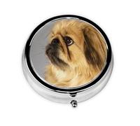 Pekingese Fluffy Dogs Cute Dogs Pets DogsMeta Pill Box 3 Compartment Medicine Case,Portable Organizer