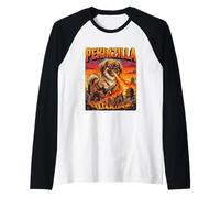 Pekinzilla Pekingese Dog - Dogzilla Monster Movie Parody Raglan Baseball Tee