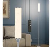 pekipe Dimmable Floor lamp with Remote,Floor Lamp for Bedroom Living Room Office,Adjustable Brightness (10%-100%) and Color Temperature (3000k-6000k),LED Corner Lamp with Foot Switch (Nickel+Linen)
