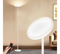 pekipe Floor Lamps for Living Room Bedroom Office,Uplighter Floor Lamp,Dimmable and Adjustable Color Temperature with Remote,Dimmable Standing Lamp,Tall lamp with Foot Switch(White)