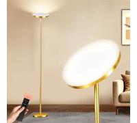 pekipe Floor Lamps for Living Room Bedroom Office,Uplighter Floor Lamp,Dimmable and Adjustable Color Temperature with Remote,Dimmable Standing Lamp,Tall lamp with Foot Switch(Gold)