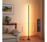 pekipe LED Floor Lamps with Remote,Corner Floor Lamps for Living Room Bedroom,Stepless Dimming and Color Temperature,Minimalist Led Standing Lamp,Tall Corner Lamp with Foot Switch (Black)
