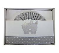 PEKITAS 3 Piece Set of Baby Cot Sheets, 60 x 120 cm, 100% Cotton Flannel, Grey, Made in Spain