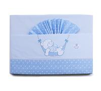PEKITAS Bebe 3-Piece Thin Bedding Set for Cot 60 x 120 cm 100% Cotton Made in Portugal (Blue Bear Series)