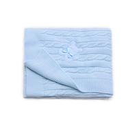 PEKITAS Knitted Baby Blanket 100 x 100 cm 100% Eco-Friendly Acrylic Made in Portugal Blue