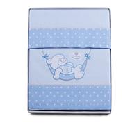 PEKITAS Set of 3 Pieces of Fine Linen for Minicot 19.7 x 31.5 in (50X80 CM) 100% Cotton Made in Portugal (Pillowcase + Sheet + Bottom Sheet) (Little Bear- Blue)