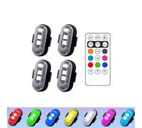 PEKJDS 4PCS Remote Control Strobe Light, Wireless Remote Control Anti-Collision Strobe Lights 7 Colors, Car LED Ambient Lights, Rechargeable Car Flashing Lights, LED Strobe Drone Light