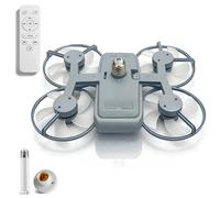 PEKJDS Drone-Style LED Ceiling Fan Light - Three Adjustable Color Modes, Foldable Blades, E27 Fan Lights with Remote Control, Foldable 3-Speed Small Ceiling Fan with Light (Grey)