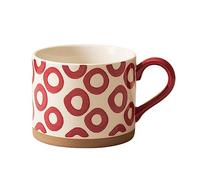 PEKJI Red Mug Round Ceramic Coffee Mug Vintage Home Tea Cups Whit Spoon Reusable 460 ml/15.6 oz