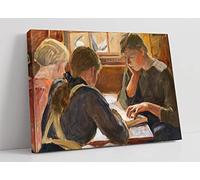 Pekka Halonen Children Reading Canvas Wall Art Picture Print - 12 inch wide x 8 inch high (Frame Depth 30mm)