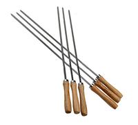 PEKKA Kebab BBQ Stainless Steel Skewers with Wooden Handles Flat Reusable Metal Skewer Sticks with Storage Pouch 6Pcs