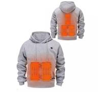 PEKLOKIW Heated Waistcoat,Fleece Heated Jackets For Men Ultra Soft Fleece Wearable Hooded Sweatshirt Rechargeable heating gilet for outdoor Sweat Hoodie for Winter Grey