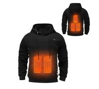 PEKLOKIW Heated Waistcoat,Fleece Heated Jackets For Men Ultra Soft Fleece Wearable Hooded Sweatshirt Rechargeable heating gilet for outdoor Sweat Hoodie for Winter Black