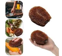 PEKLOKIW Tissues Vegetable Scrub Brush Natural Coconut Fiber Potato Scrubber Brush Veggies Fruits Scrub With Wire Hanging Loop Ideal For Kitchen Cleaning (Brown, 11X9X5cm)
