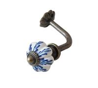 PEKMAR Antique Bronze Curtain Tie Backs Hook Decorative Wall Hook Coat Hangers Ceramic Flower Pumpkin Hook Rustic Bathroom Towel Hook,A,one