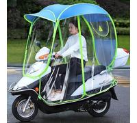PeKmaR Fully Enclosed Motorcycle Umbrella, Mobility Scooter Rain Cover Canopy, Waterproof Fold-Away Universal Canopy, Blue