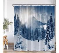PEKMAR Landscape Shower Curtains Brown Scenery Home Bathroom Decor Bath Curtain Set With Hooks,80374J,300x180cm,118x70in