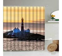 PEKMAR Shower Curtain Sea Sunset Natural Scenery Bathroom Waterproof Polyester Curtains Home Decoration With Hook Set,4,W220xH180cm
