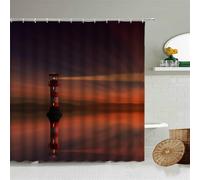 PEKMAR Shower Curtain Sea Sunset Natural Scenery Bathroom Waterproof Polyester Curtains Home Decoration With Hook Set,2,W180xH240cm