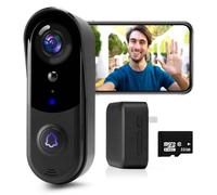 PEKNIU Doorbell Camera Wireless,NO Monthly Fee,with 32GB Memory Card, 2-Way Audio,Night Vision,Motion Detection,Alert,2.4G WiFi