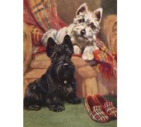 PEKNUX 1000 Pieces Jigsaw Puzzle Scottish Terrier Westie And Slippers Dog Wooden Puzzle For Adults Gift Family