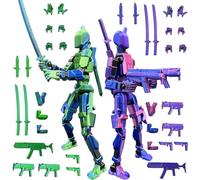 PEKOIU T13 Action Figure Set (Complete Assembly), Hiros 13 Toy Robot Multi-joint 3D Printed, Titan 13 Action Figure, Desktop Decorations for Game Lovers Toys (Laser Purple Blue)
