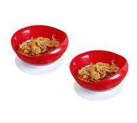 pekokavo Spill Proof 5.8" Scoop Bowl with Non-Skid Suction Base, Adaptive Self-Feeding Dinnerware for Elderly Disabled, Pack of 2 (Red Bowls)