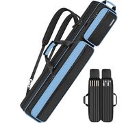 PEKREWS Billiard Cue Bag, 4x5 Cue Bag with Multiple Compartments, Holds 4 Butts and 5 Shafts, Soft Padded and Sturdy with Adjustable Shoulder Straps for Men and Women, Teal/Black, Pool Cue Case 4x5