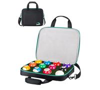 PEKREWS Pool Ball Case, Padded Billiard Carrying Bag Travel Storage Box with Carry Handle and Shoulder Strap, Pool Ball Bag Holder for 12 Billiards Balls 2-1/4'' and Accessories, Black (Bag Only)