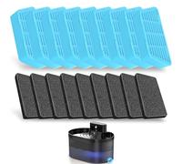 PEKTACO Replacement Cat Water Fountain Filters, 2.2L/74oz Automatic Pet Water Fountain Replacement Filters and Sponges(9 Pack)