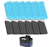 PEKTACO Replacement Cat Water Fountain Filters, 2.2L/74oz Automatic Pet Water Fountain Replacement Filters and Sponges(6 Pack)