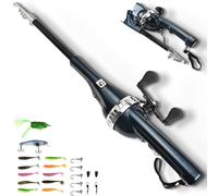 Pekven Fishing Rod, EasyFish Folding Rod, Pocket Telescopic Fishing Rods, with Fishings Line and Wheel Integrated (A + 21*Lure accessories)