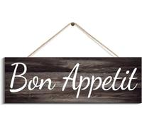 PELABE Rustic Wall Hanging Decor Wooden Wall Art Decor Bon Appetit Wood Signs Wood Signs Design Hanging Gift Decor For Home Coffee House Bar 12X18 Inch