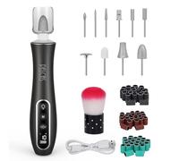 PELCAS Electric Nail File 10 Speeds Professional Cordless Electric Nail Drill with LCD Screen and LED Light, Portable Rechargeable Nail Files for Acrylic and Gel Nails, Pet, Thick Toenails